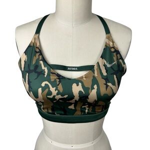 Nike Green and Tan Sports Bra with Racerback Large